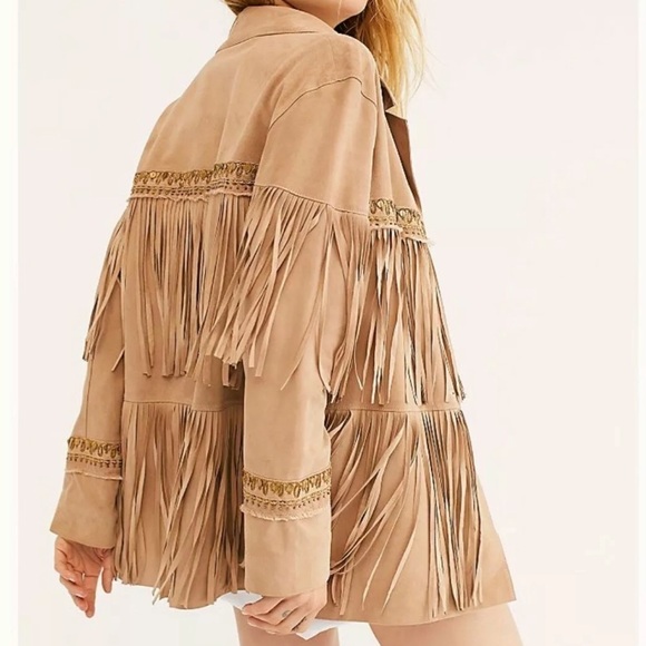 Free People Suede Fringe Tassel Jacket Size S - Picture 2 of 3